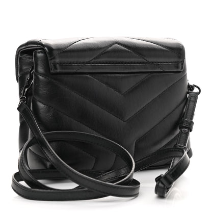 Saint Laurent Calfskin Y Quilted Monogram Toy Loulou Crossbody Bag Black 3 of 11