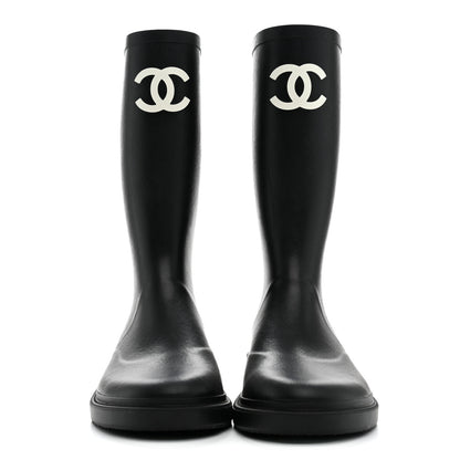 Chanel Caoutchouk CC High Boots 39 Black 3 of 8