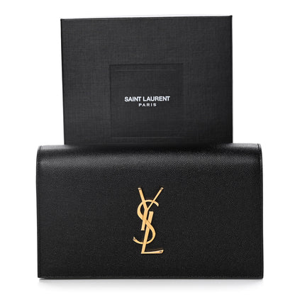 Saint Laurent Grain De Poudre Classic Monogram Kate Clutch Black 12 of 12
