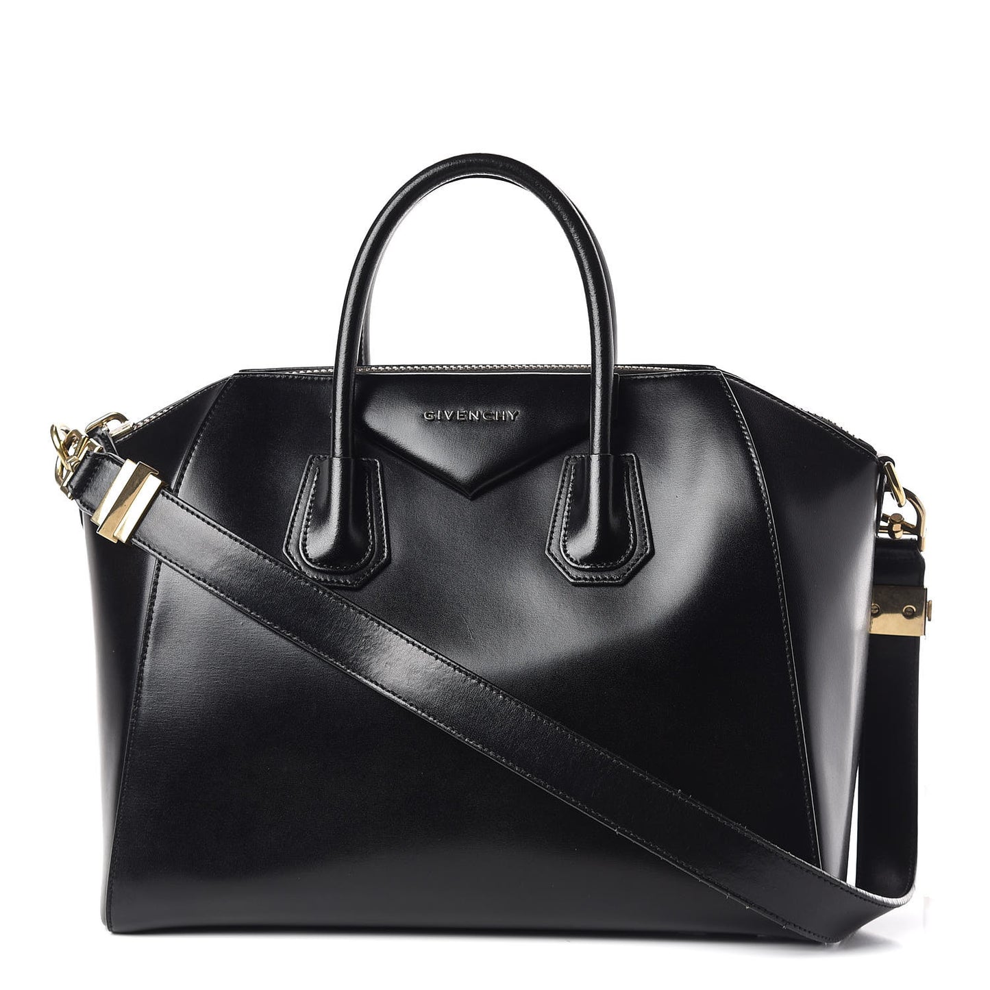 Shiny Lord Calfskin Medium Antigona Black