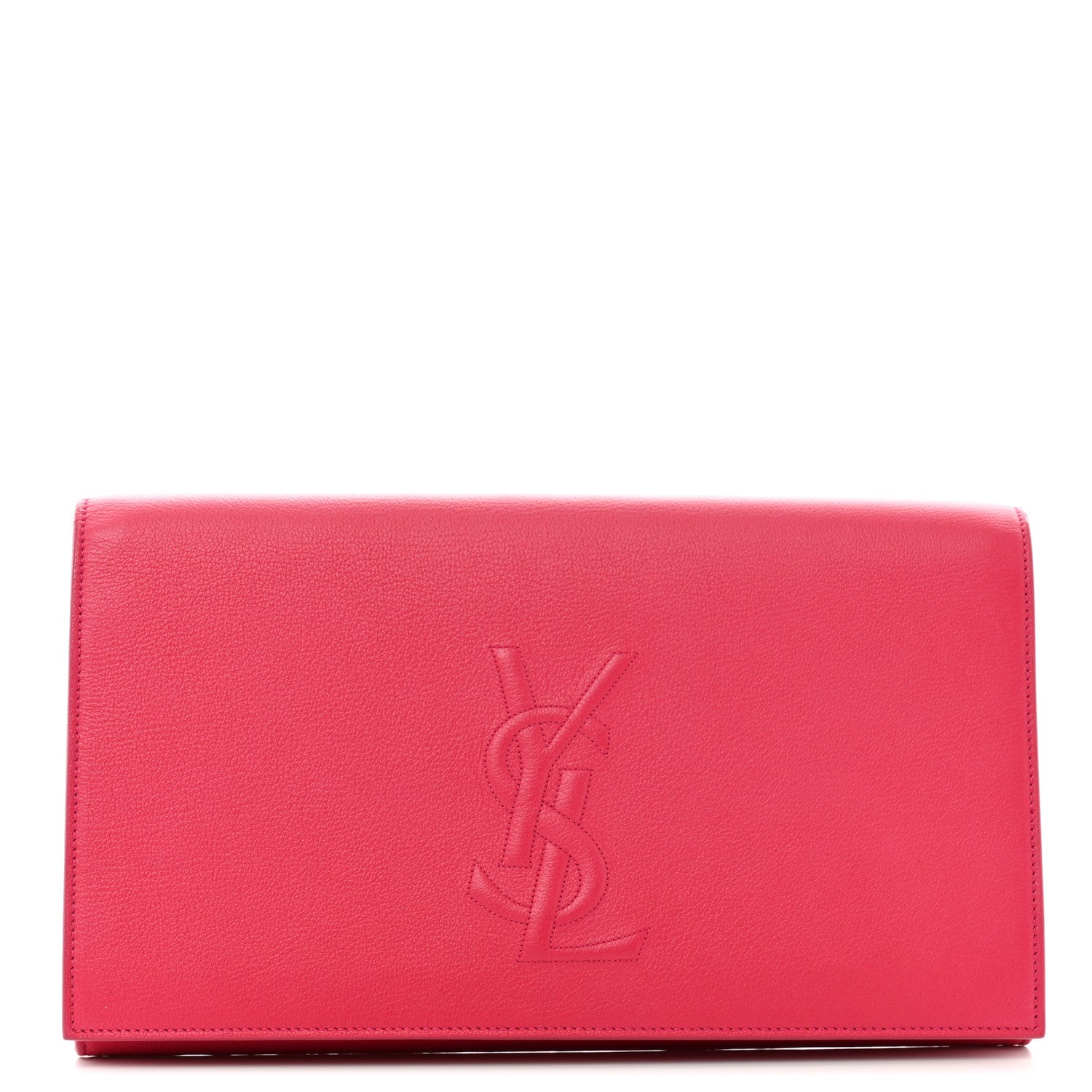 Saint Laurent Calfskin Monogram Large Belle De Jour Clutch Lipstick Fuchsia 1 of 10
