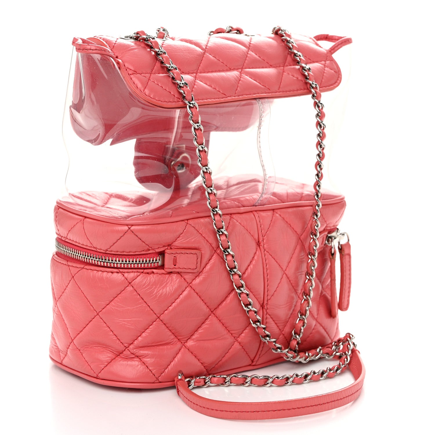 Chanel Crumpled Calfskin PVC Quilted Flap Pink 3 of 12