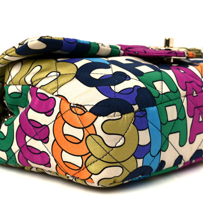 Chanel Printed Fabric Quilted Logo Single Flap Bag Multicolor 10 of 11