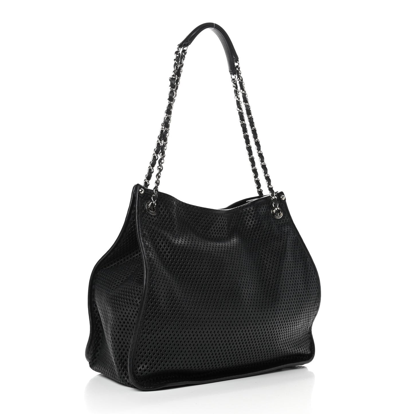 Calfskin Perforated Up In The Air Tote Black