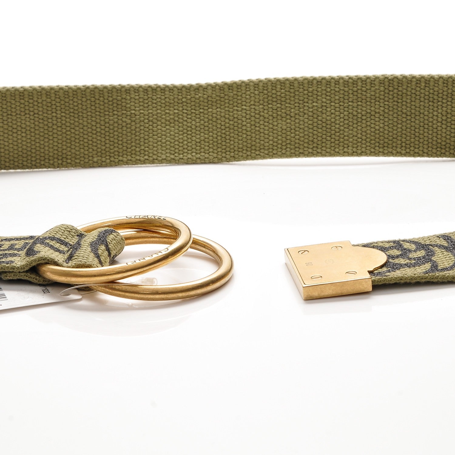 Chanel Canvas CC Logo Belt 90 36 Khaki 4 of 7