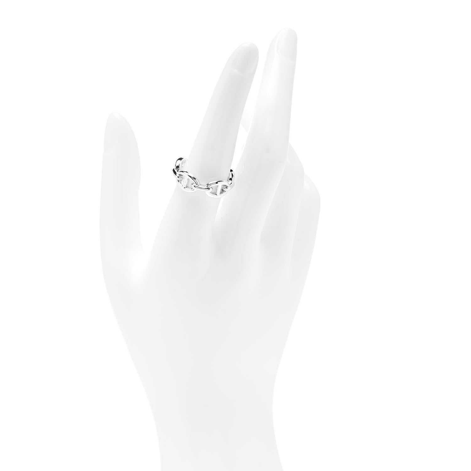 Hermes Sterling Silver PM Chaine d'Ancre Enchainee Band Ring 55 7.25 2 of 9