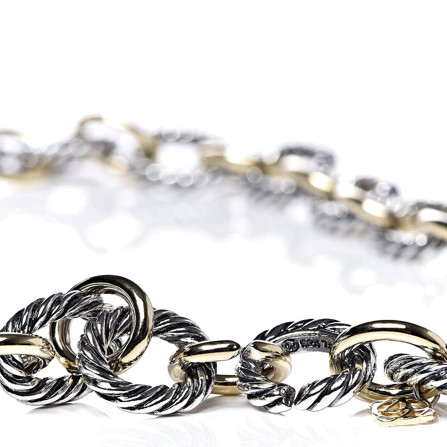 Sterling Silver 18K Yellow Gold 10mm Medium Oval Link Necklace