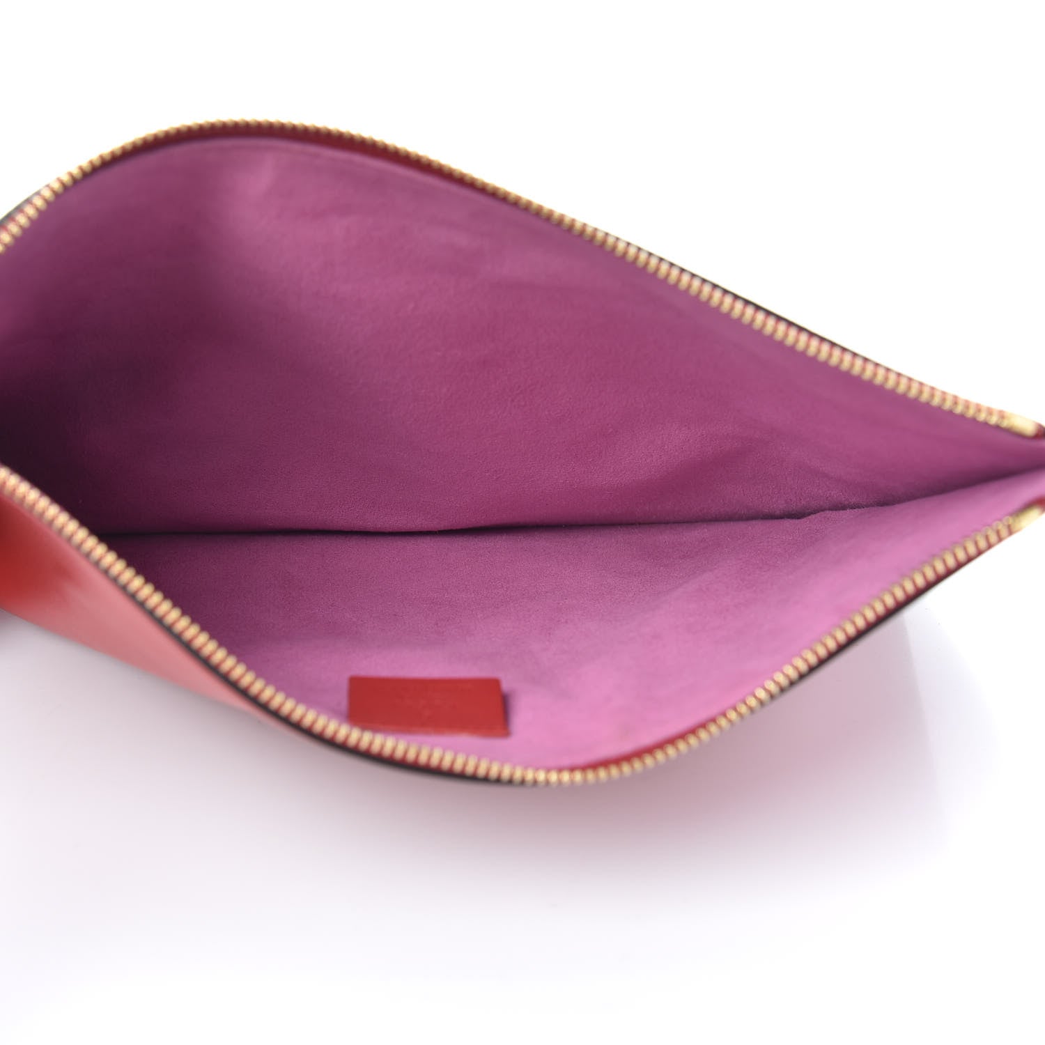 Gucci GG Supreme Monogram Bosco Patch Zip Pouch Beige Malva Hibiscus Red 5 of 11