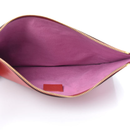 Gucci GG Supreme Monogram Bosco Patch Zip Pouch Beige Malva Hibiscus Red 5 of 11