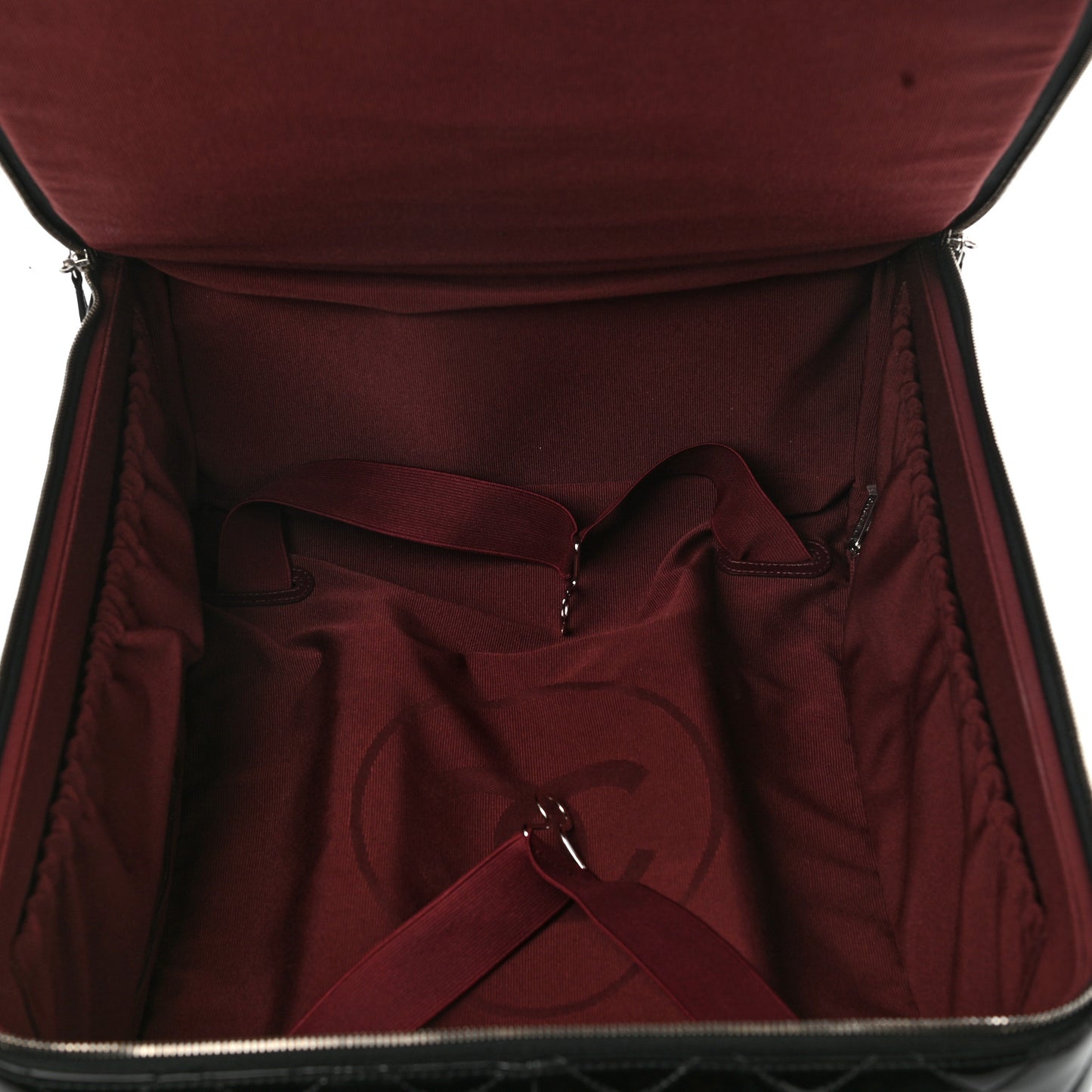 Vinyl Calfskin Quilted Trolley Rolling Luggage Black