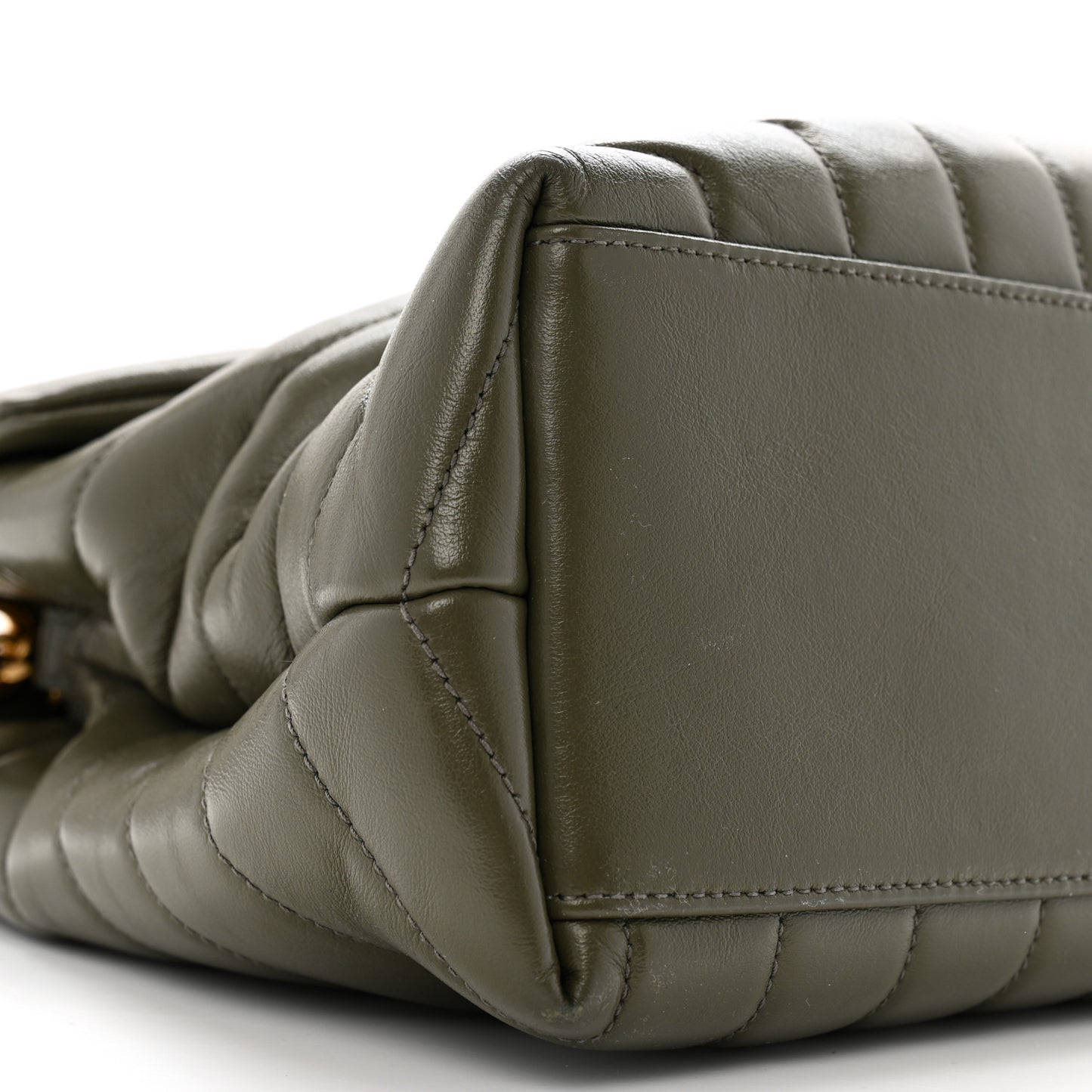 Calfskin Y Quilted Monogram Medium Loulou Chain Satchel Grey Kaki