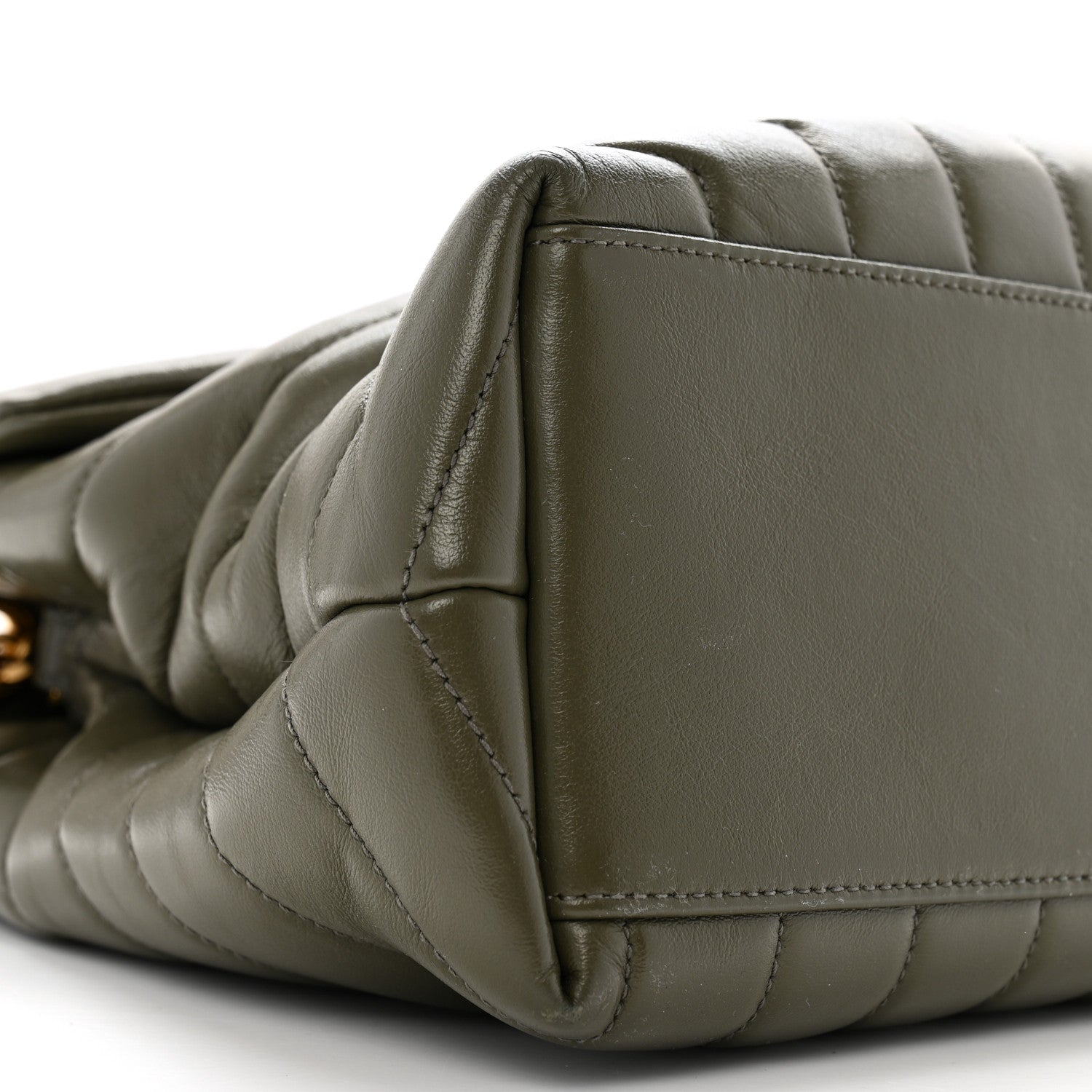 Saint Laurent Calfskin Y Quilted Monogram Medium Loulou Chain Satchel Grey Kaki 10 of 15