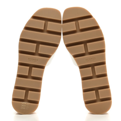 Hermes Calfskin Cork Eze 30 Sandals 37 White 5 of 10