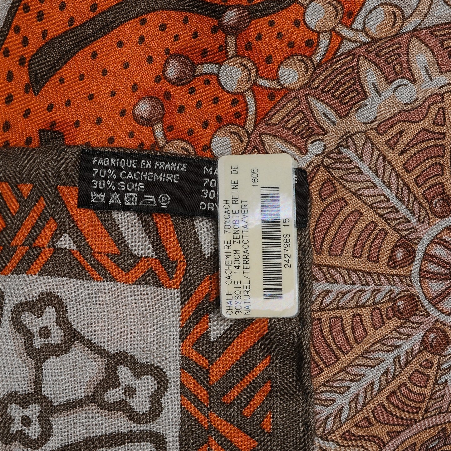 Cashmere Silk Zénobie Reine De Palmyre 140 Natural Terracotta Vert
