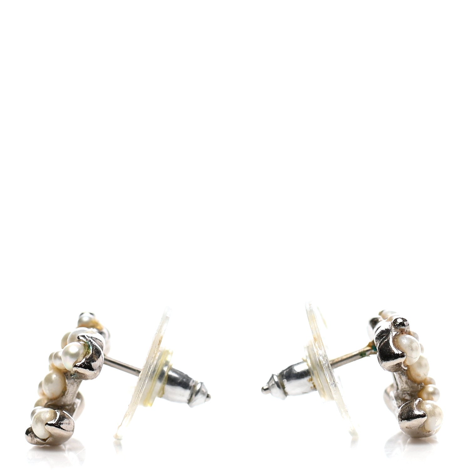 Chanel Pearl CC Earrings Silver 3 of 4