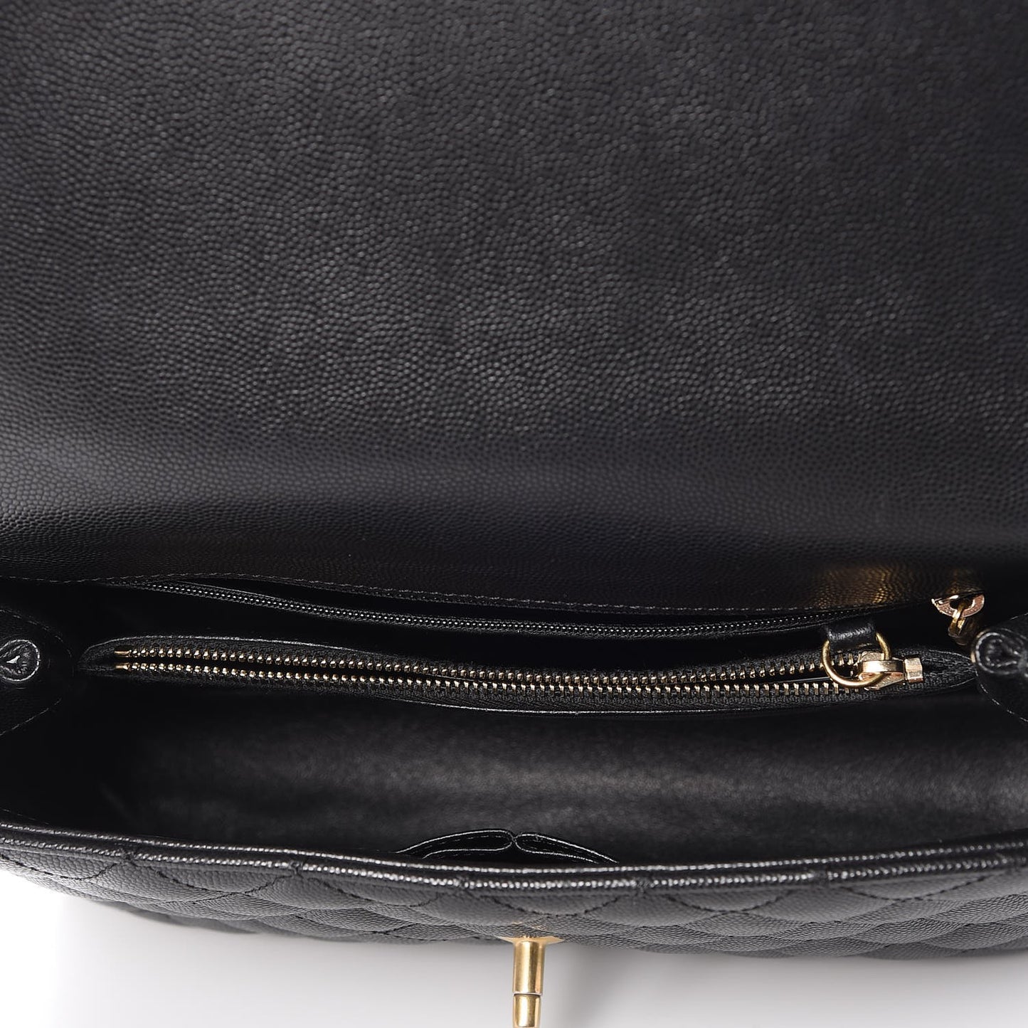 Caviar Lizard Quilted Small Coco Handle Flap Black
