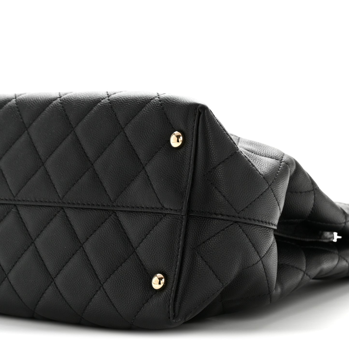 Caviar Quilted Small Shopping Tote  Black