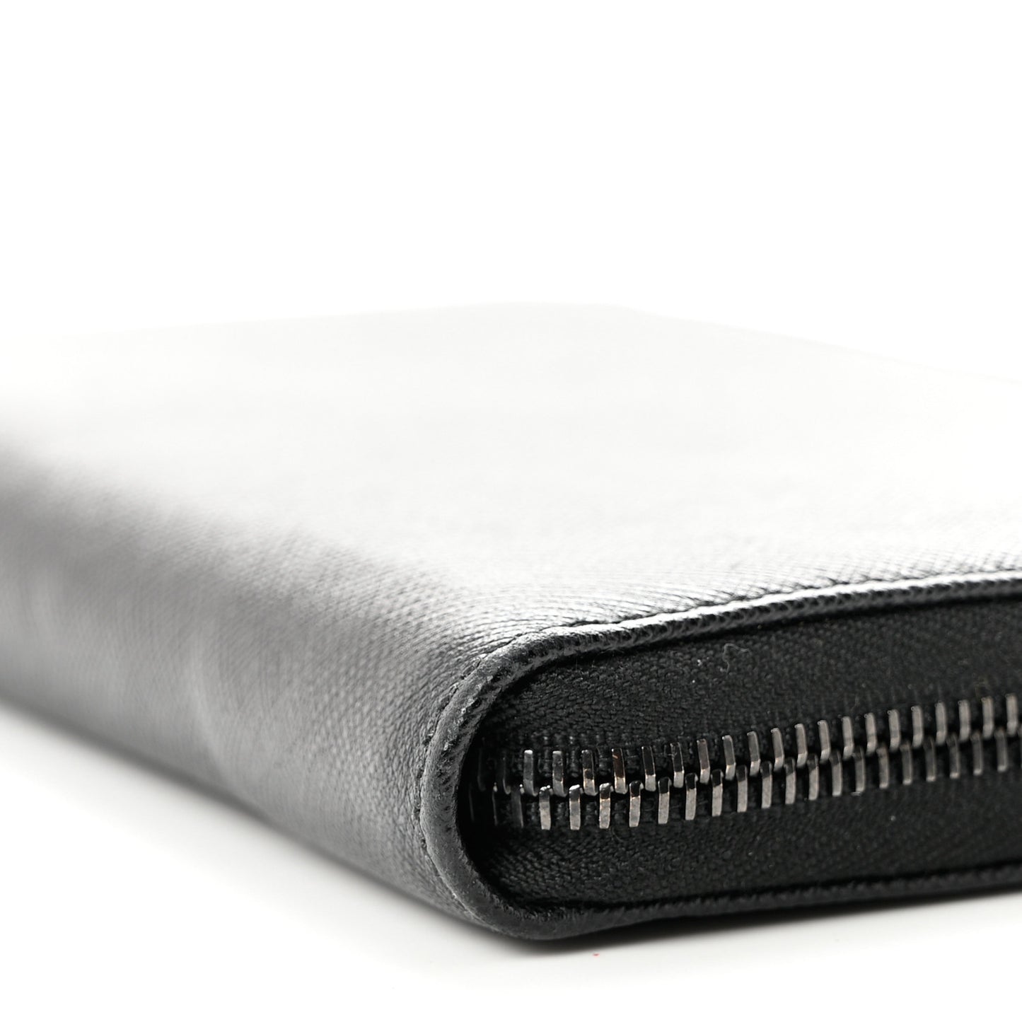 Saffiano Metal Large Zip Around Travel Wallet Black