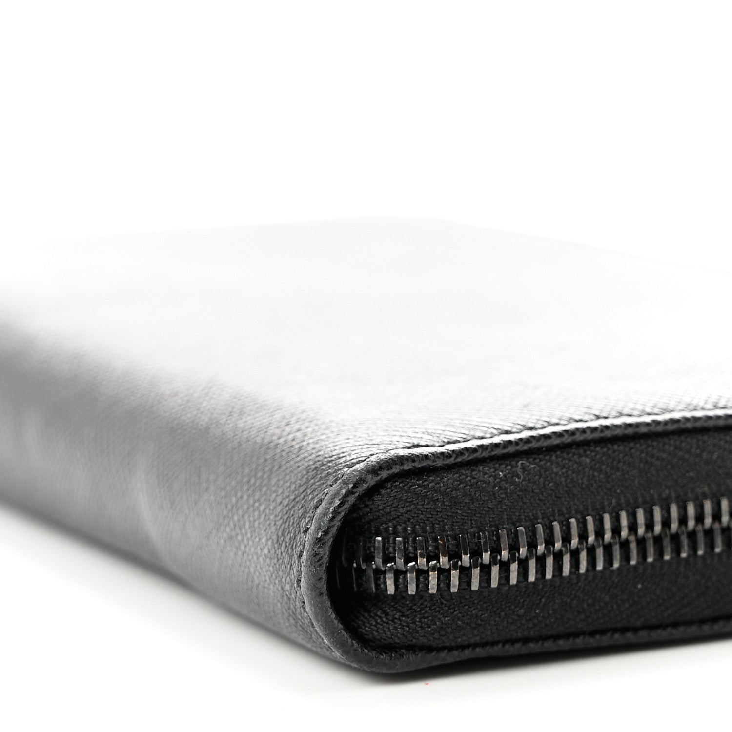 Prada Saffiano Metal Large Zip Around Travel Wallet Black 7 of 10