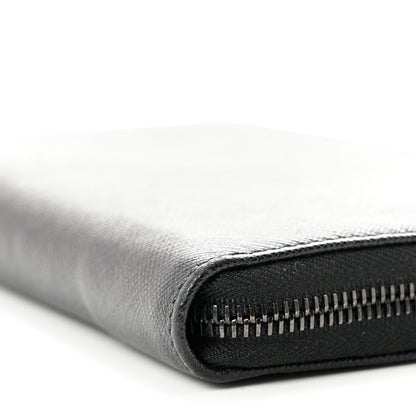Prada Saffiano Metal Large Zip Around Travel Wallet Black 7 of 10