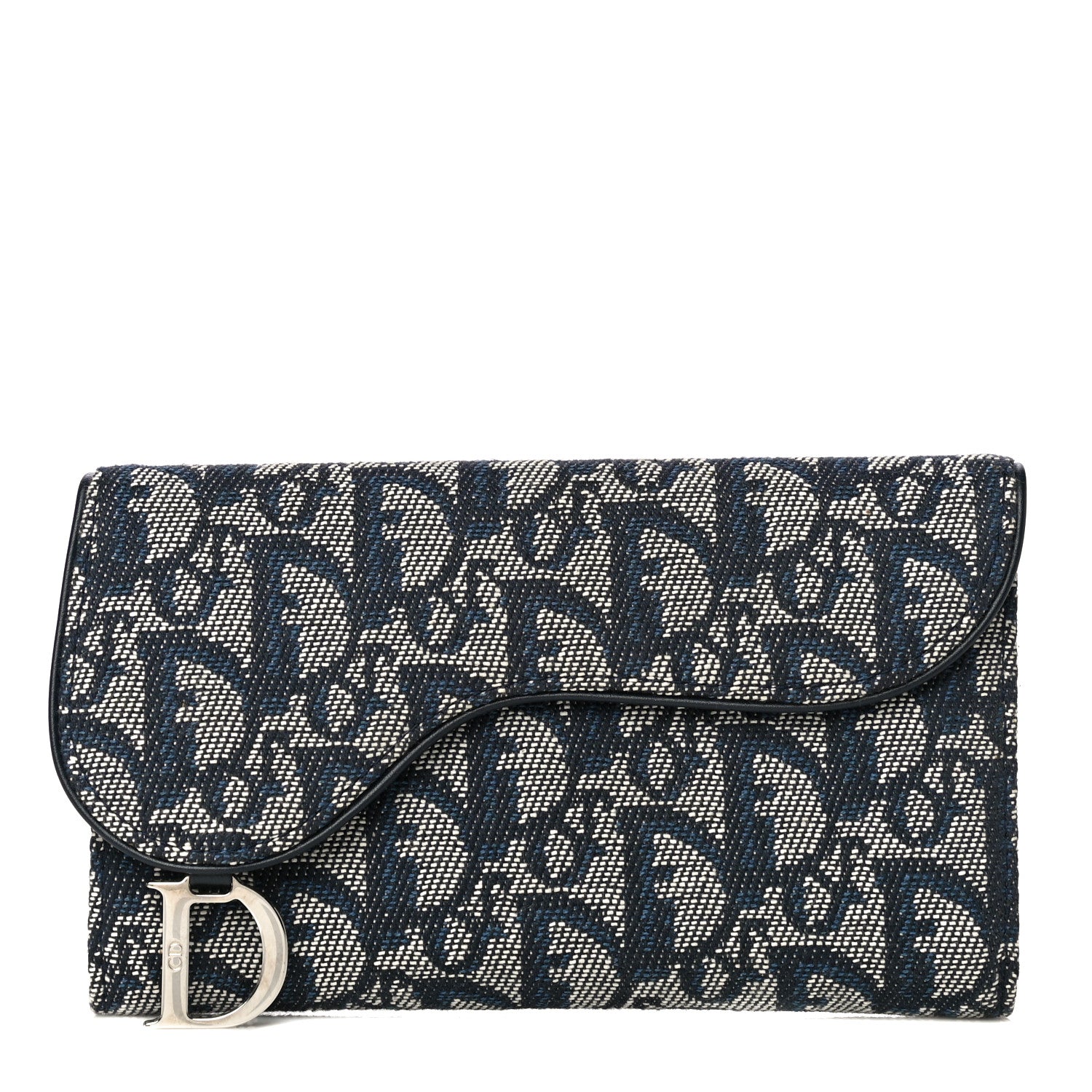 Christian Dior Monogram Saddle Wallet Navy 1 of 13
