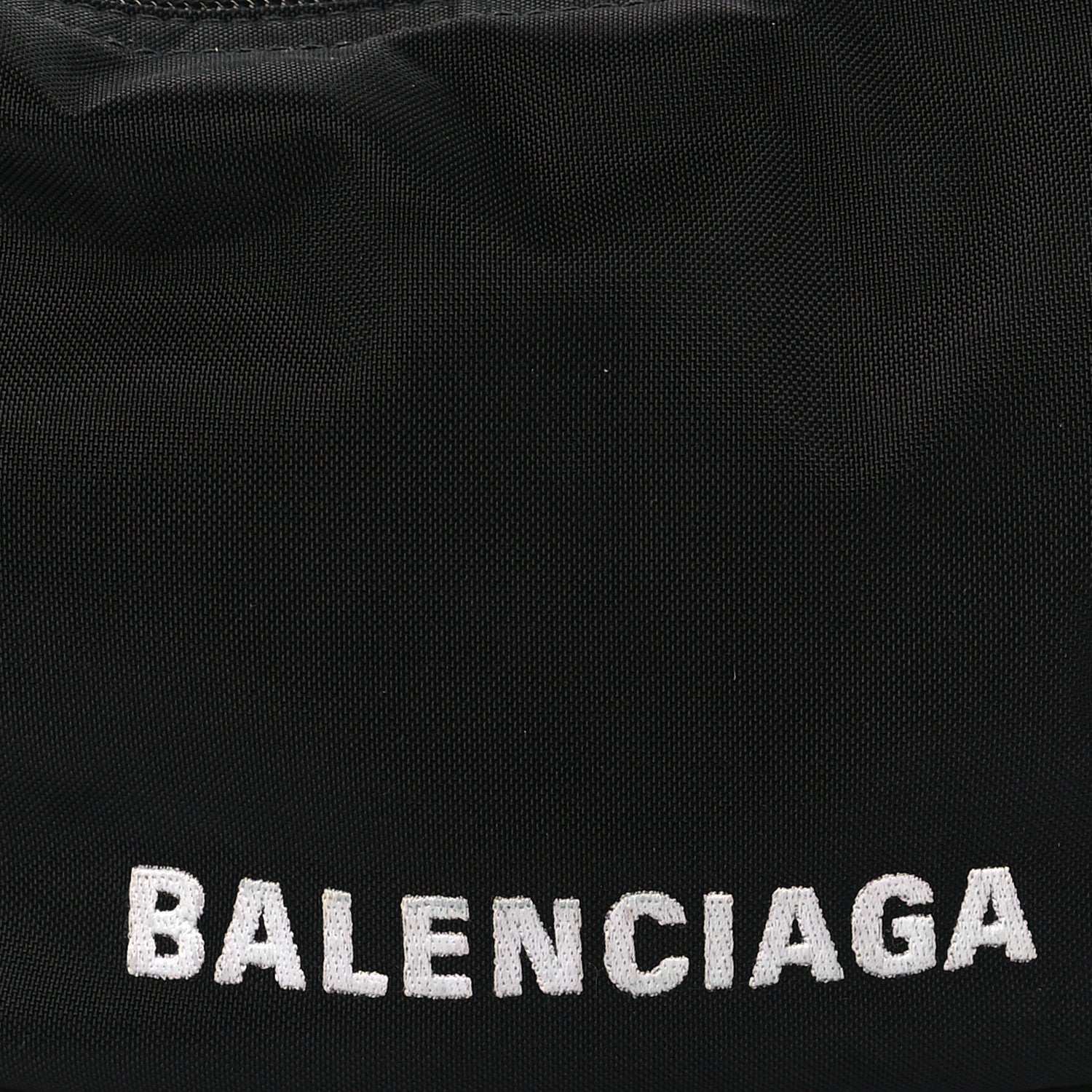 Balenciaga Recycled Sport Nylon Logo Embroidered Wheel Sling Bag Black White 8 of 10