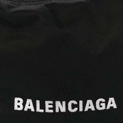 Balenciaga Recycled Sport Nylon Logo Embroidered Wheel Sling Bag Black White 8 of 10