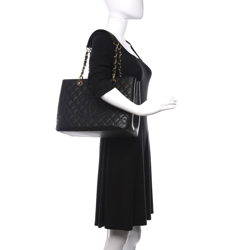 Caviar Quilted Grand Shopping Tote GST Black