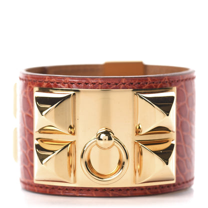 Hermes Shiny Alligator Collier De Chien CDC Bracelet S Sanguine 3 of 7