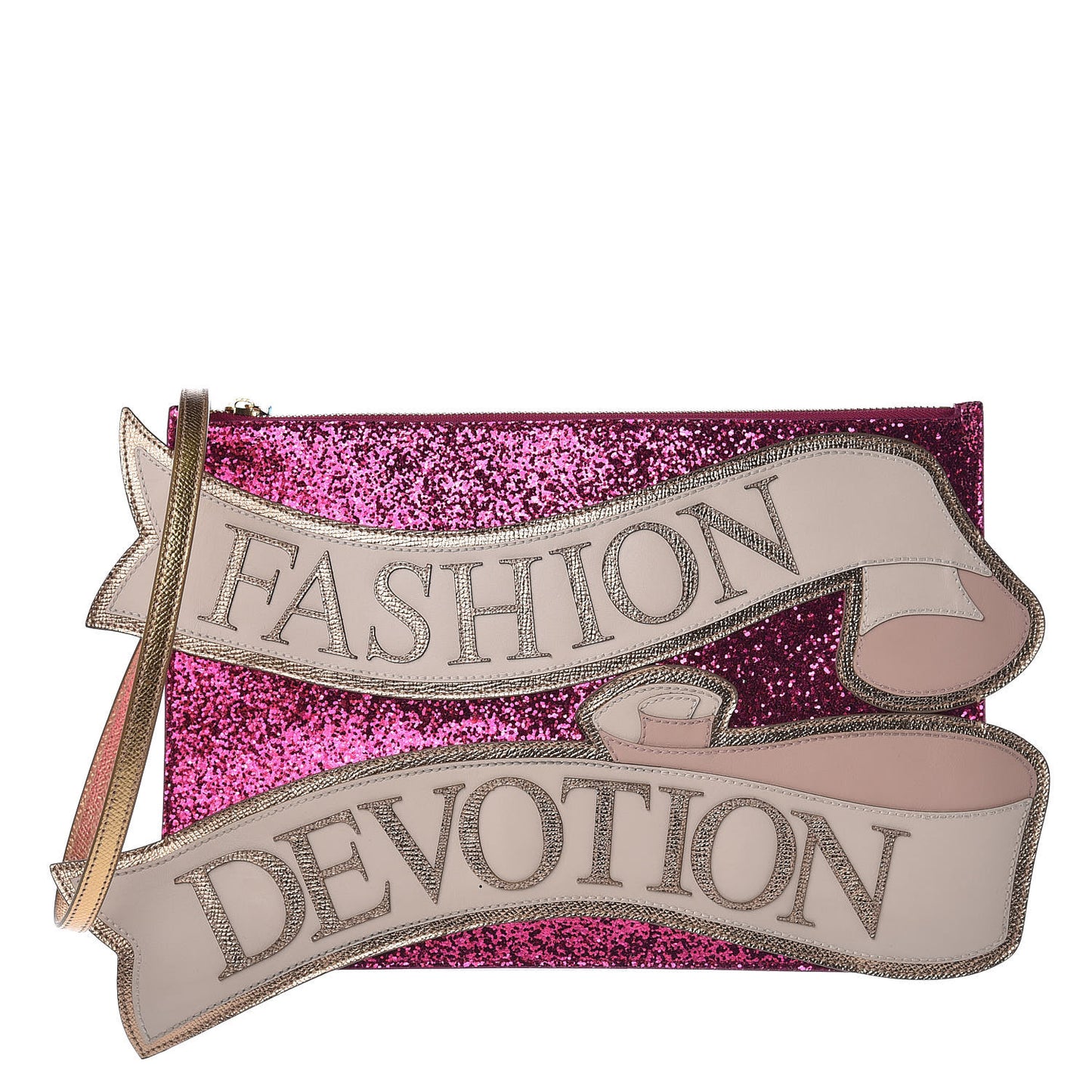 Glitter Metallic Dauphine Fashion Devotion Clutch Pink