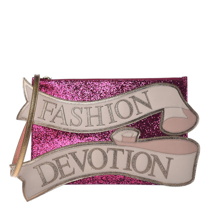 Dolce & Gabbana Glitter Metallic Dauphine Fashion Devotion Clutch Pink 1 of 6