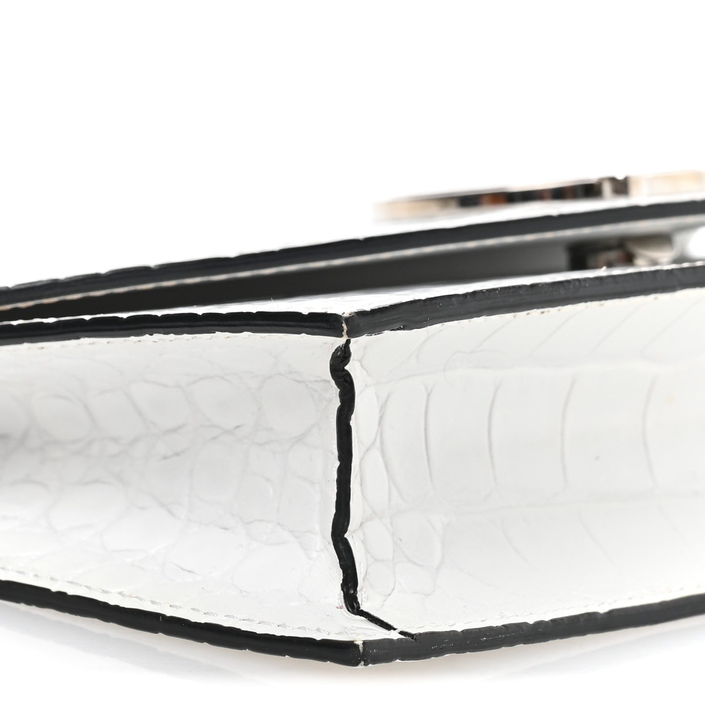 Calfskin Crocodile Embossed Loubi54 Crossbody Clutch White