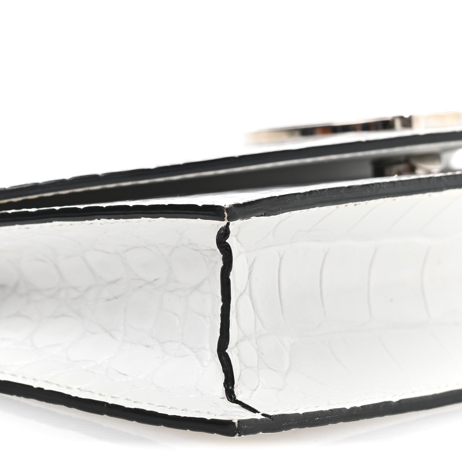 Christian Louboutin Calfskin Crocodile Embossed Loubi54 Crossbody Clutch White 8 of 10
