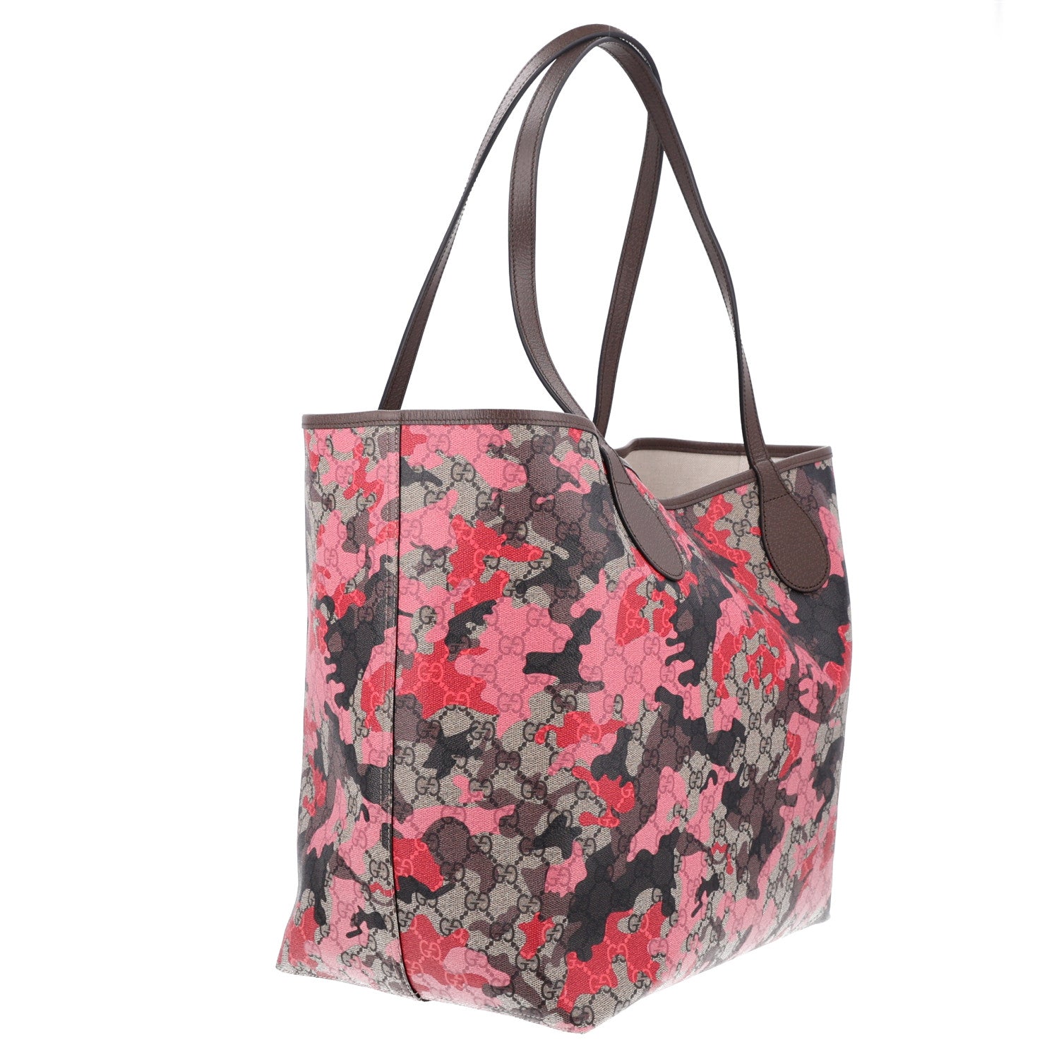 Gucci GG Supreme Monogram Camouflage Tote  Pink Red 3 of 10