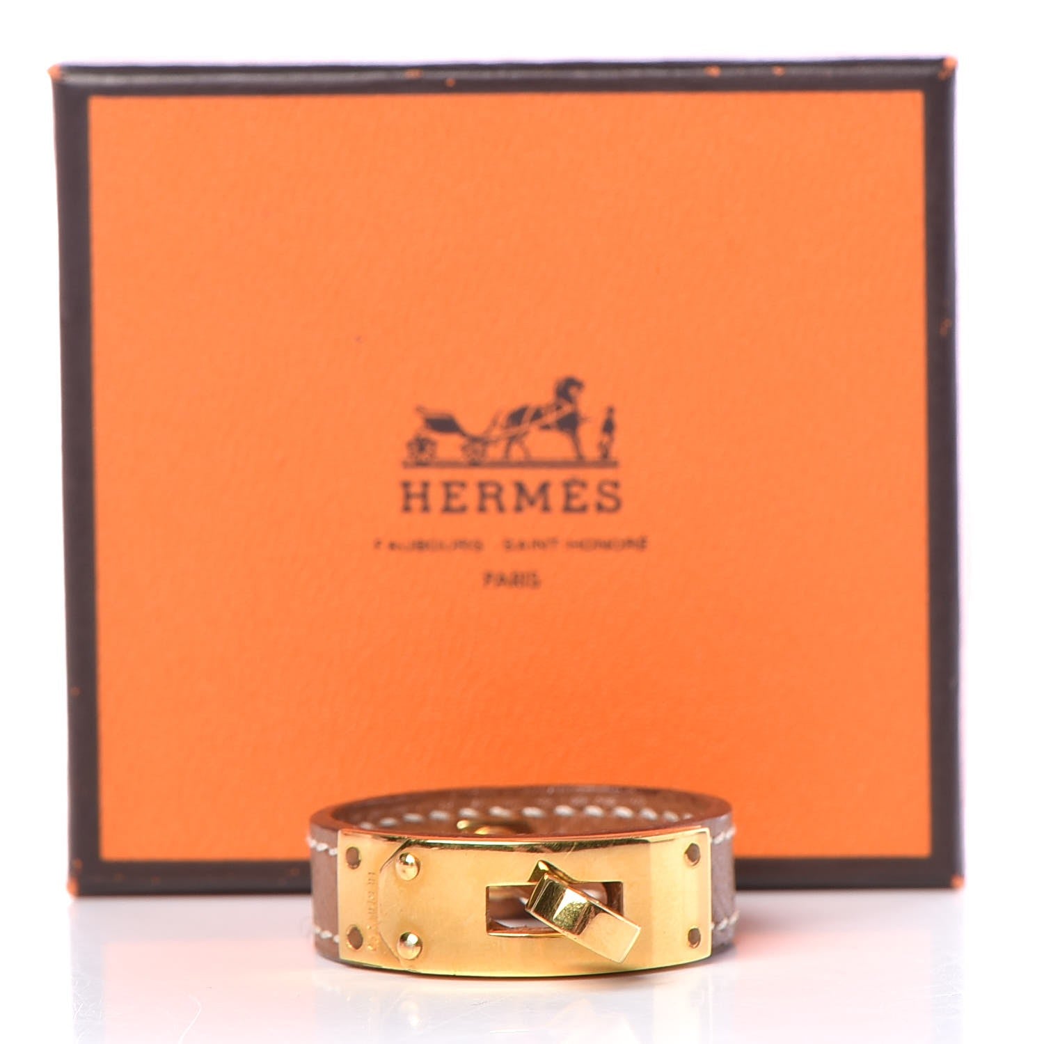Hermes Epsom Kelly Scarf Ring Gold 5 of 5