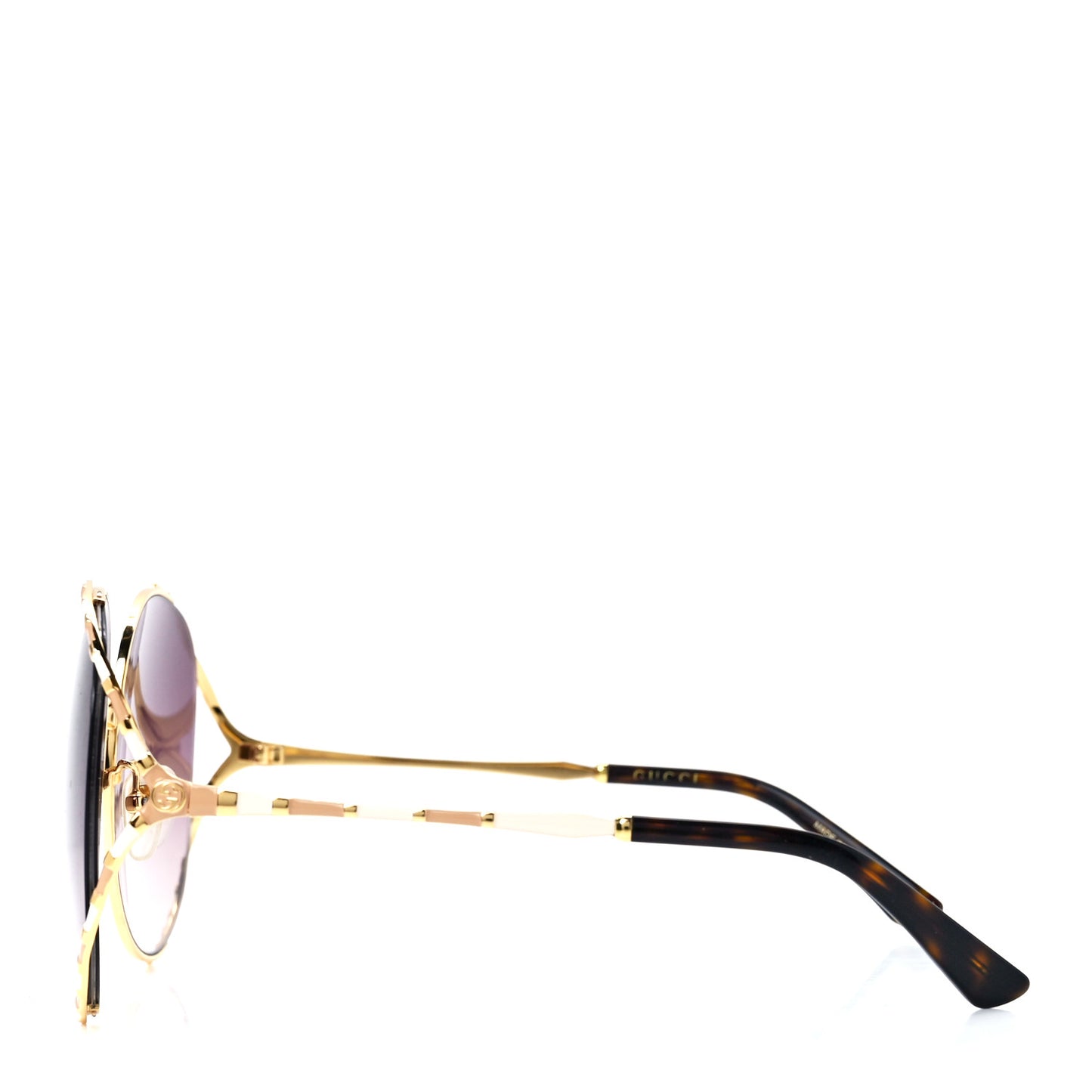 Metal Round Frame GG0595S Sunglasses Gold Brown