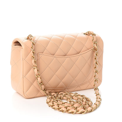 Chanel Lambskin Quilted Mini Rectangular Flap Beige 2 of 10