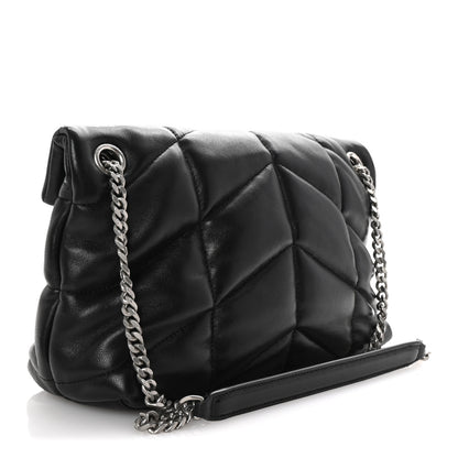 Saint Laurent Lambskin Quilted Small Loulou Puffer Monogram Chain Satchel Black 3 of 9