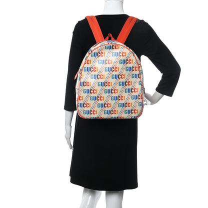 Gucci Coated Canvas Logo Star Print Childrens Dome Backpack Beige Multicolor Vibrant Orange 2 of 10