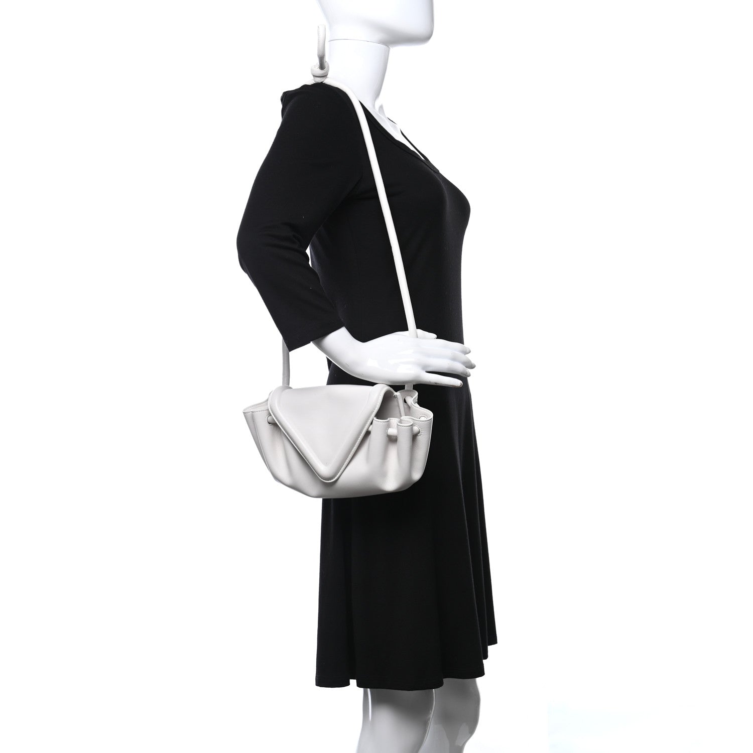 Bottega Veneta Lambskin Small Beak Triangle Flap Shoulder Bag Chalk 2 of 6