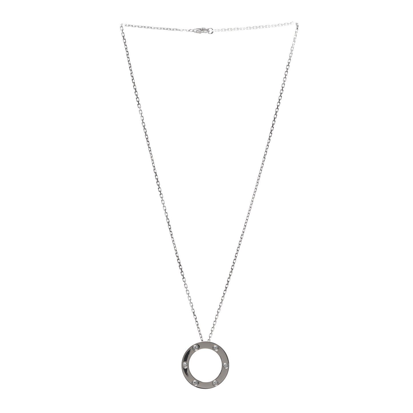 18K White Gold 6 Diamonds LOVE Pendant Necklace