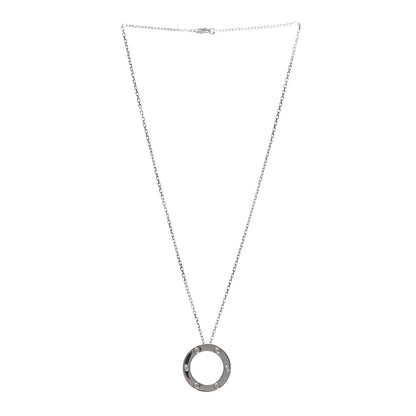 Cartier 18K White Gold 6 Diamonds LOVE Pendant Necklace 3 of 5