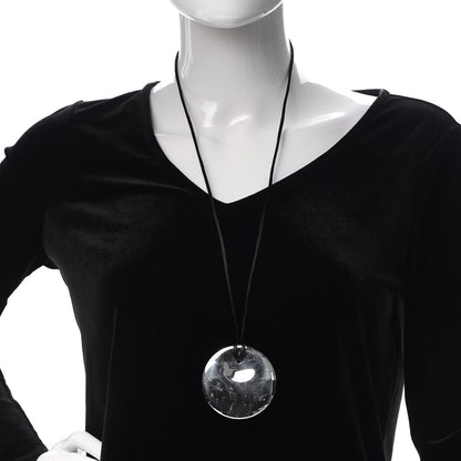 Tiffany Sterling Silver Elsa Peretti Round Disc Pendant Silk Cord Necklace 2 of 5