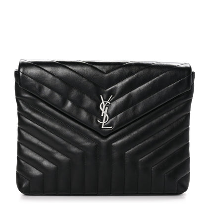 Saint Laurent Calfskin Y Quilted Monogram Loulou Document Holder Black 1 of 10