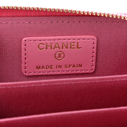 Chanel Caviar Quilted Enamel CC Zip Around Coin Purse Pink 7 of 11