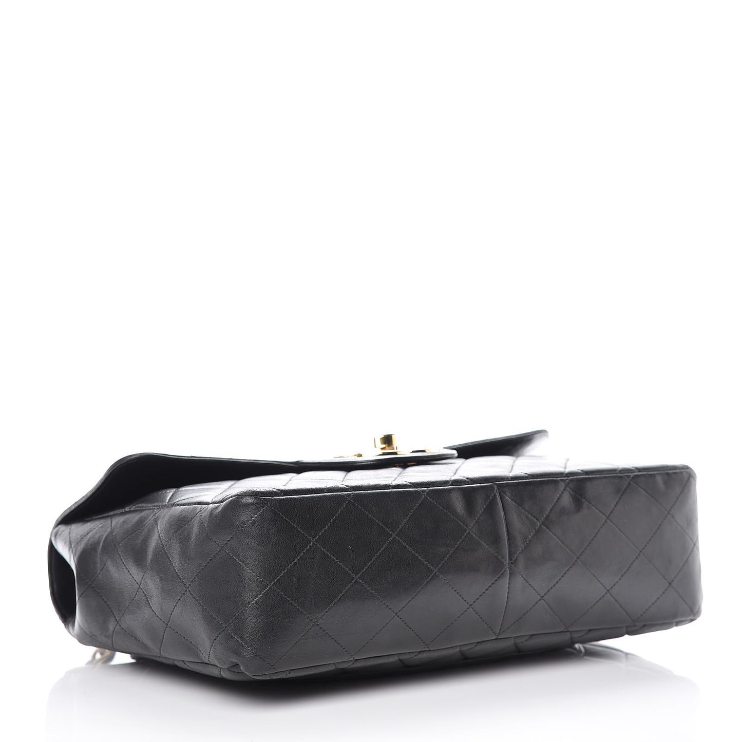 Lambskin Quilted Jumbo Single Flap Black