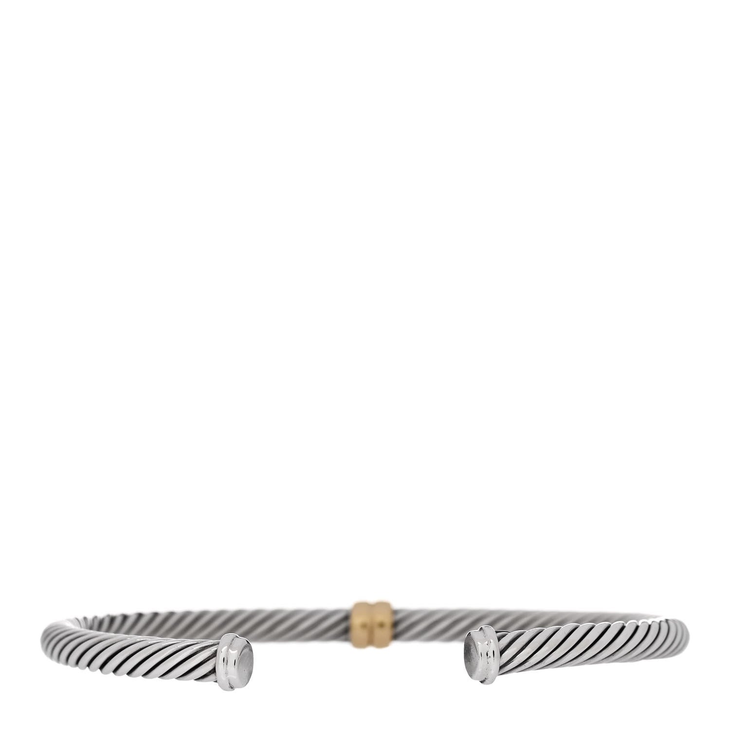 David Yurman Sterling Silver 18K Yellow Gold 4mm Single Station Cable Bracelet 2 of 3