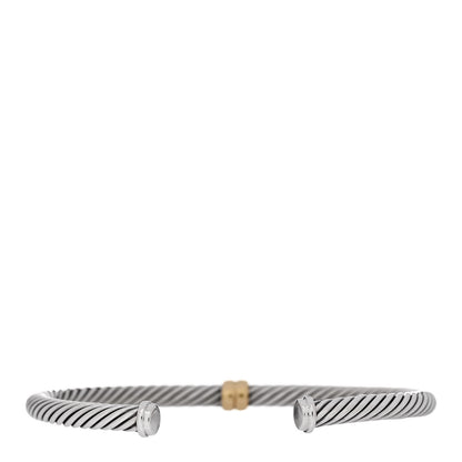 David Yurman Sterling Silver 18K Yellow Gold 4mm Single Station Cable Bracelet 2 of 3