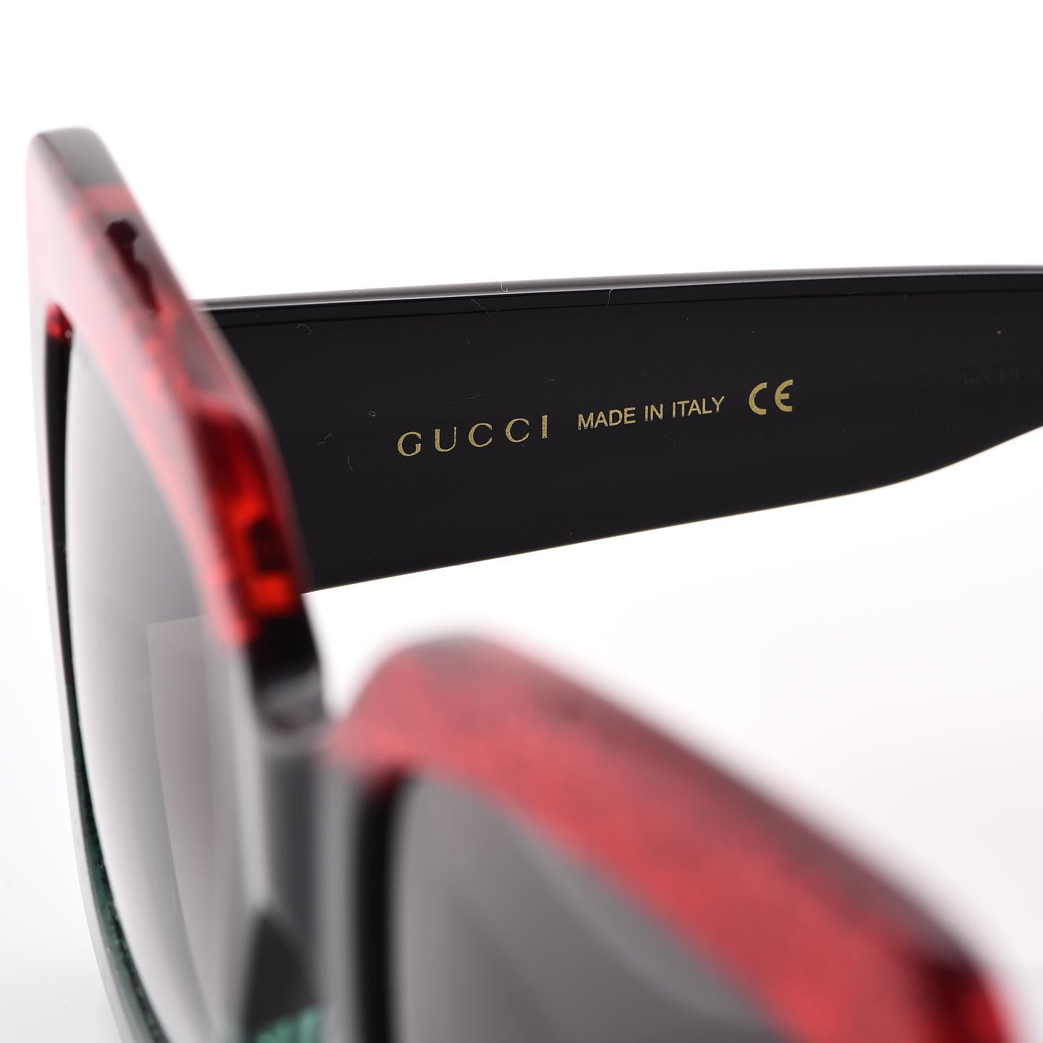 Gucci Square Frame GG0083S Sunglasses Glitter Red Black Green 6 of 8