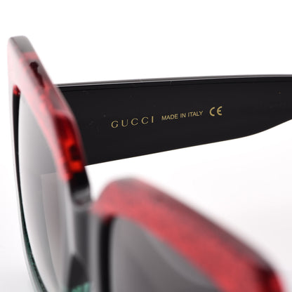Gucci Square Frame GG0083S Sunglasses Glitter Red Black Green 6 of 8